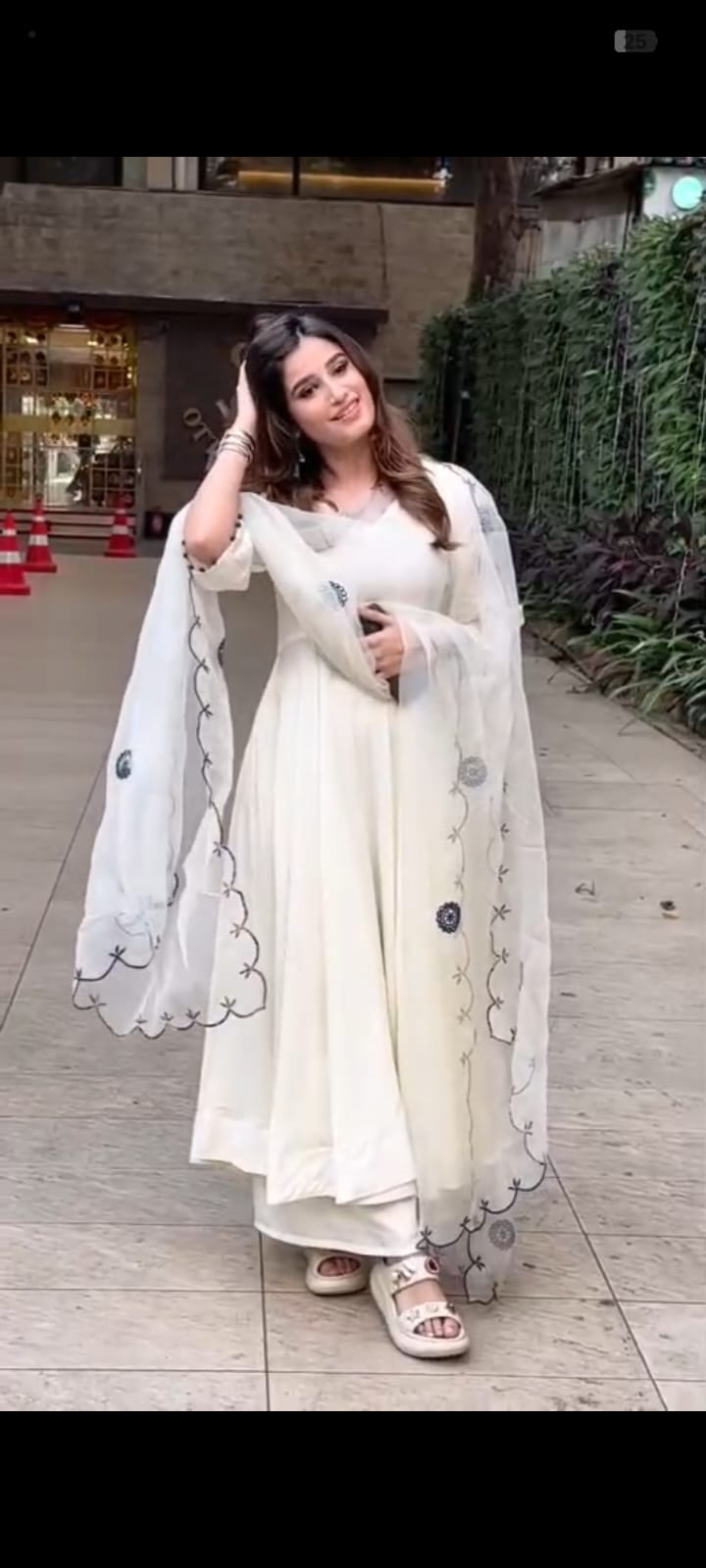 Rasha White Embroidered Anarkali Set – Bollywood Inspired