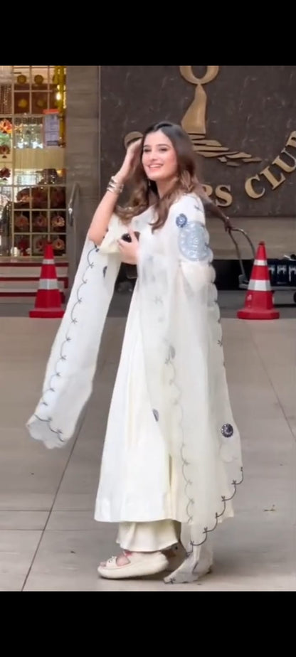 Rasha White Embroidered Anarkali Set – Bollywood Inspired