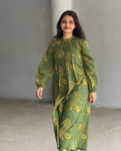 Pure Cotton Rajasthani Print Kaftan Style Kurti Pant Set