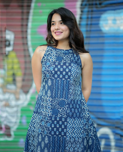 Printed Cotton Halter Neck Kurta Palazzo Set