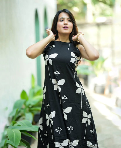Halter Neck Printed Cotton Kurta with Palazzo Set