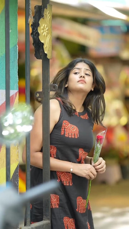 Printed Cotton Halter Neck Kurta Palazzo Set