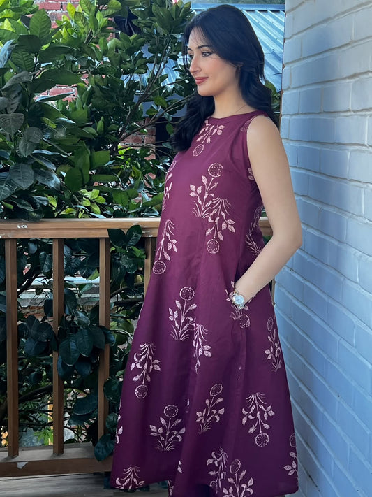 Halter Neck Printed Cotton Kurta with Palazzo Set