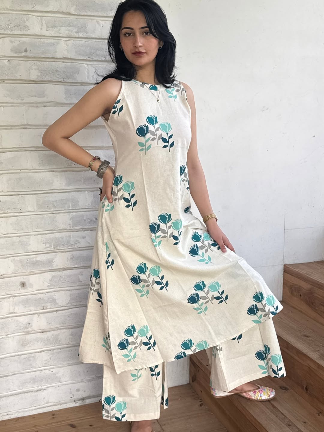Printed Cotton Kurta Palazzo Set