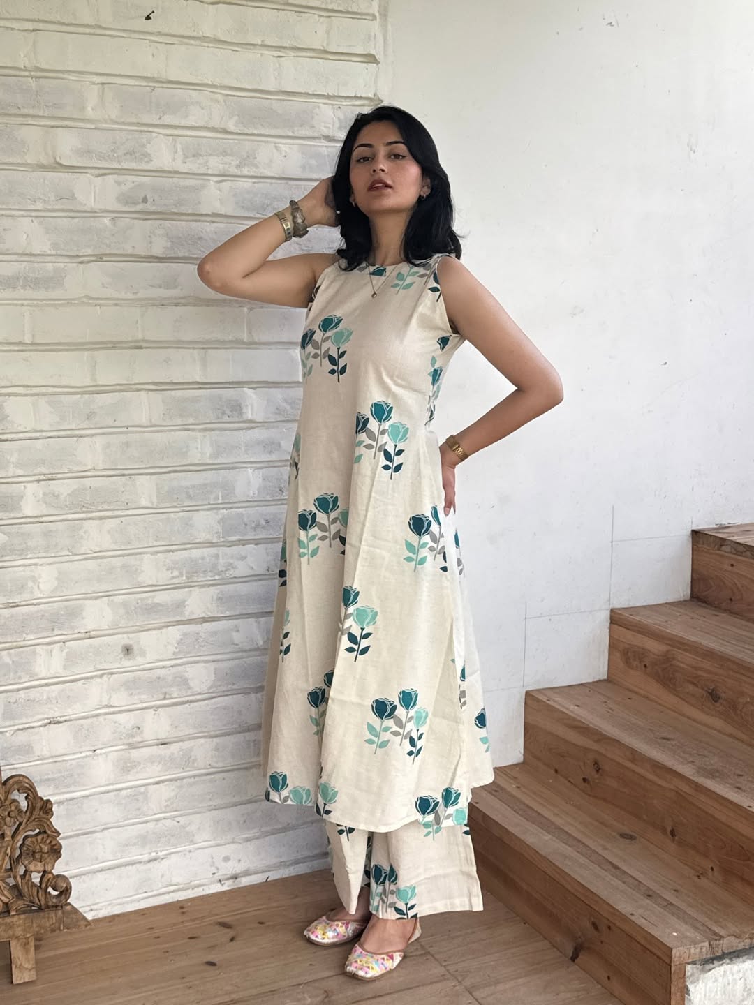 Printed Cotton Kurta Palazzo Set