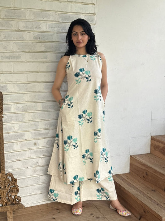 Printed Cotton Kurta Palazzo Set