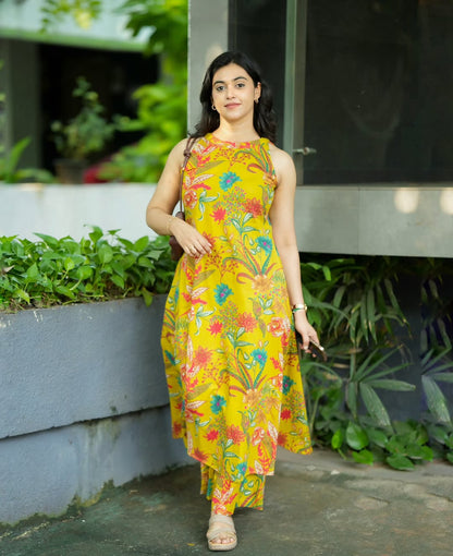 Printed Cotton Kurta Palazzo Set