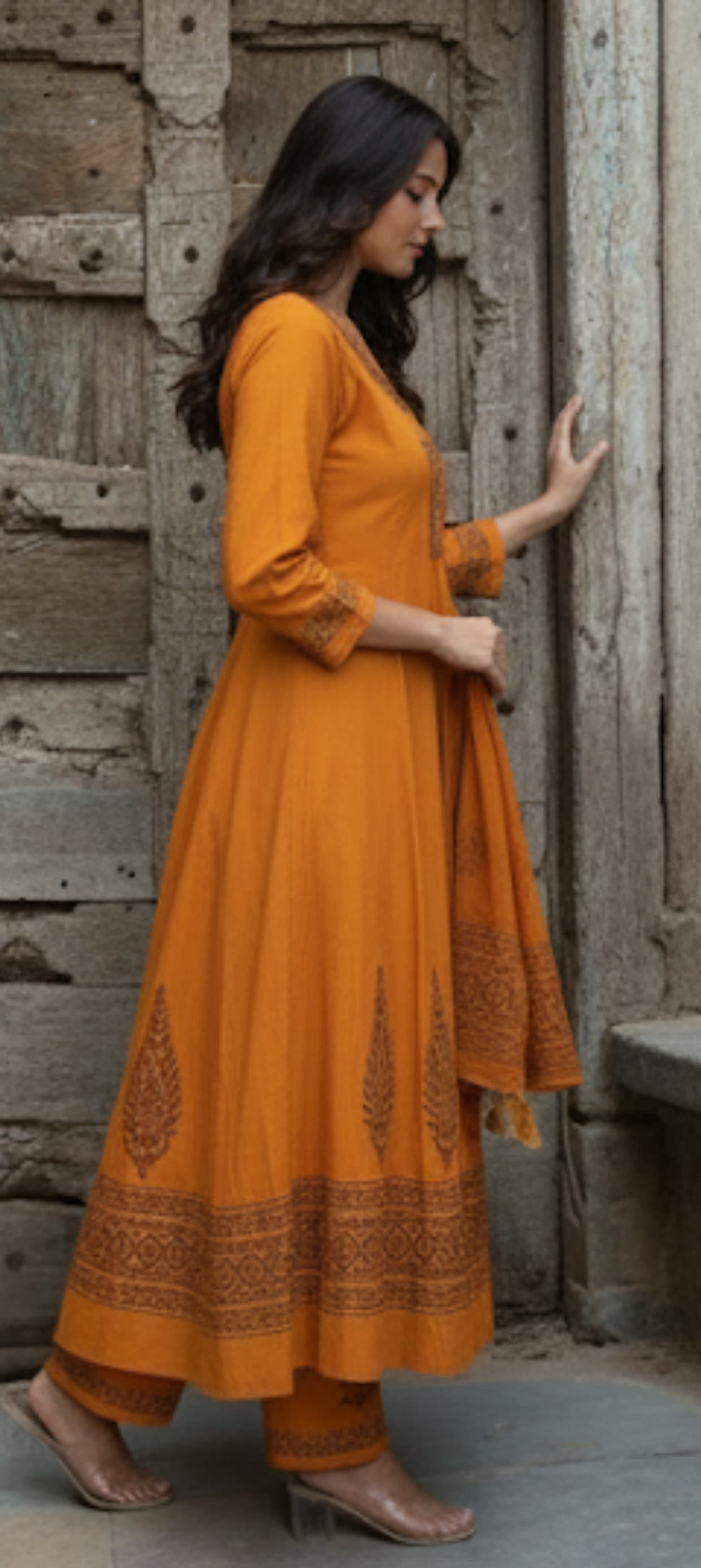 Pure Cotton Embroidered Kurti Set with Dupatta