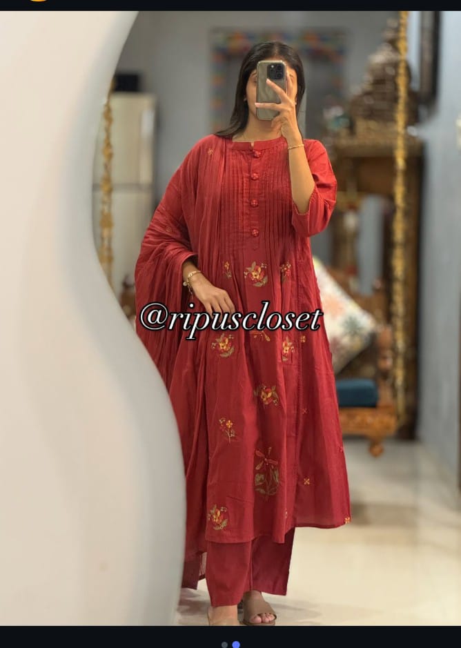 Elegant Cotton Kurti Palazzo Set with Dupatta