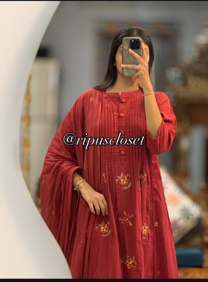 Elegant Cotton Kurti Palazzo Set with Dupatta