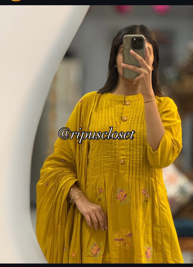 Elegant Cotton Kurti Palazzo Set with Dupatta