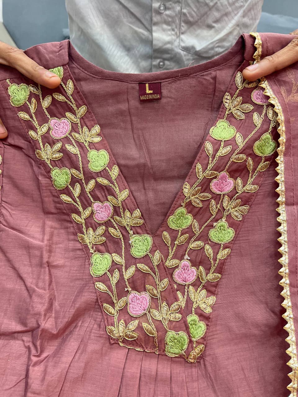 Lizza Premium Mul Chanderi Suit Set with Embroidery