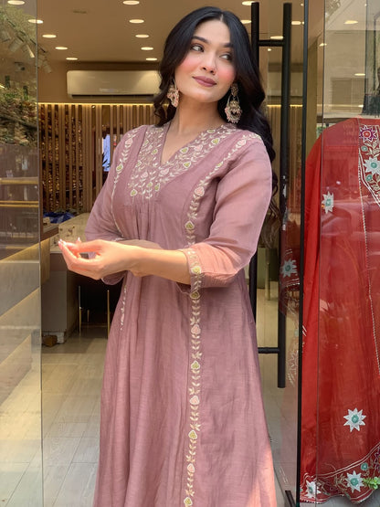 Lizza Premium Mul Chanderi Suit Set with Embroidery