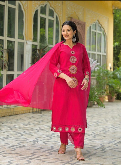 Pure Cotton Embroidered Suit Set