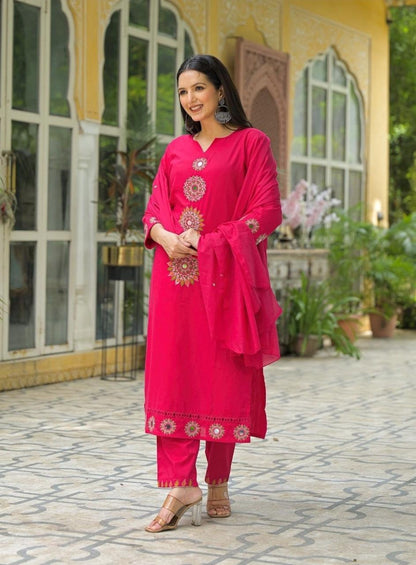 Pure Cotton Embroidered Suit Set