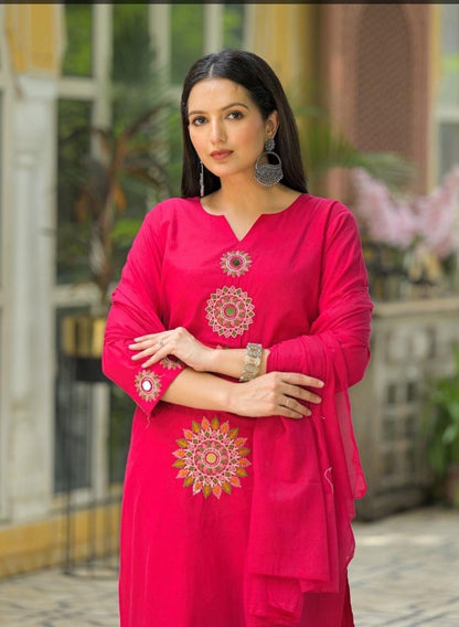 Pure Cotton Embroidered Suit Set