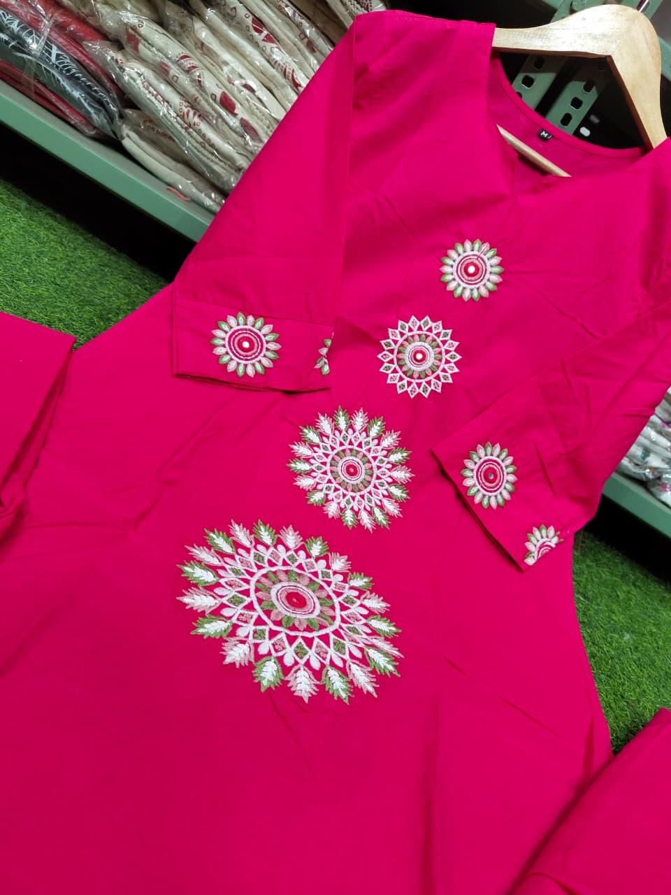 Pure Cotton Embroidered Suit Set