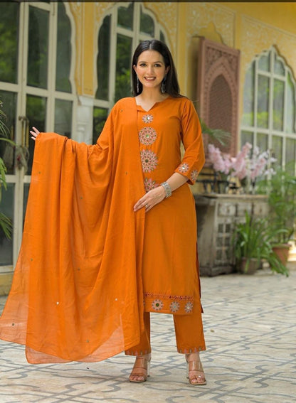 Pure Cotton Embroidered Suit Set