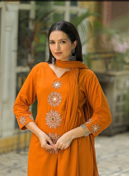 Pure Cotton Embroidered Suit Set