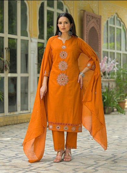 Pure Cotton Embroidered Suit Set