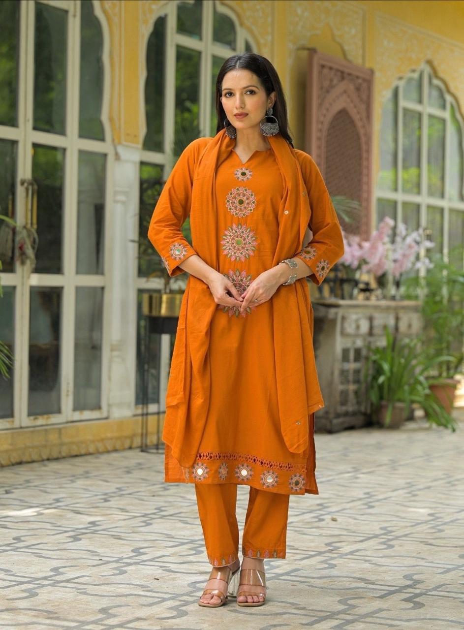 Pure Cotton Embroidered Suit Set