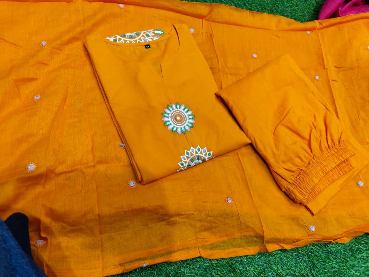 Pure Cotton Embroidered Suit Set