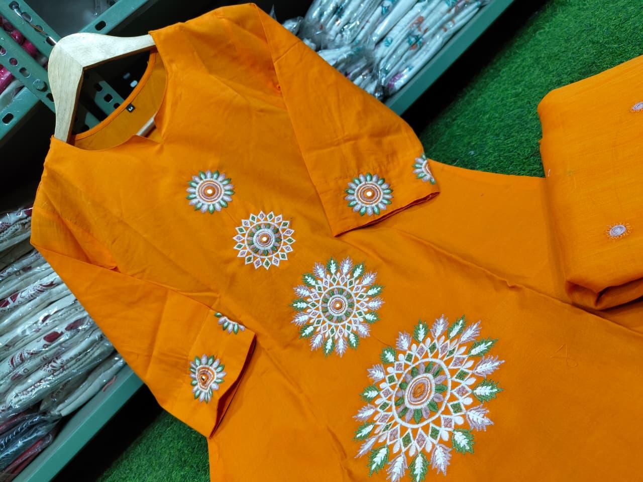 Pure Cotton Embroidered Suit Set