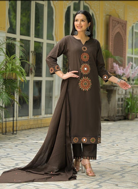 Cotton Embroidered Suit Set