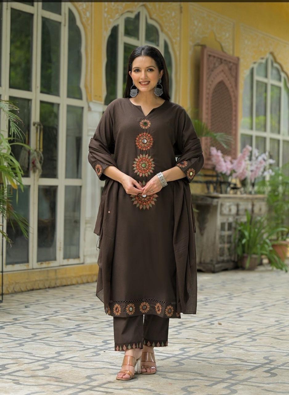 Cotton Embroidered Suit Set