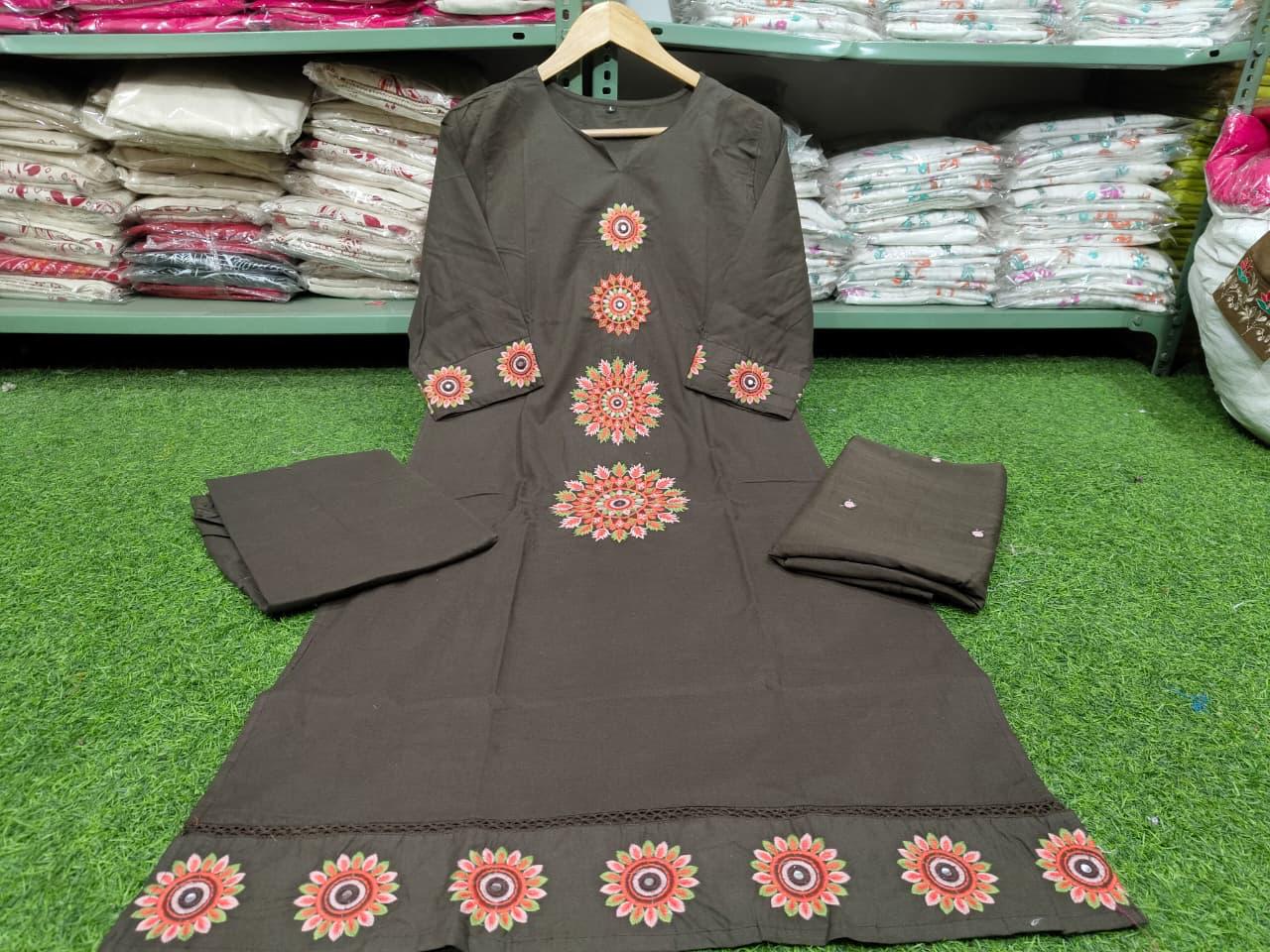 Cotton Embroidered Suit Set