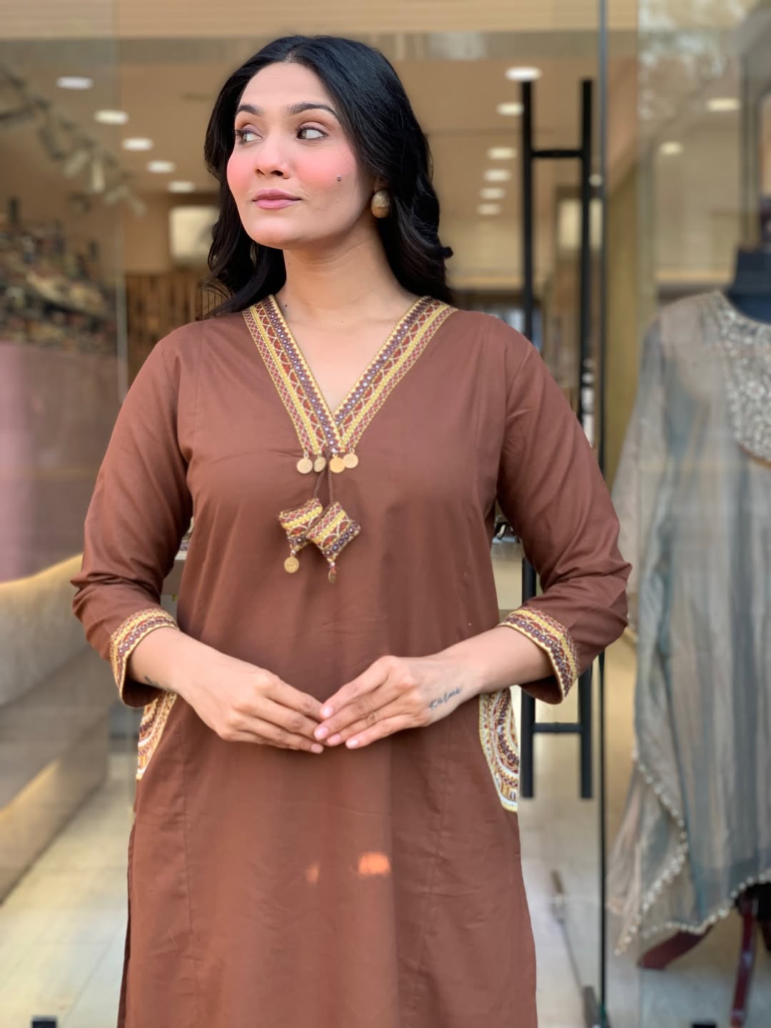 Premium Heavy Dabu Cotton A-Line Suit Set with Embroidery