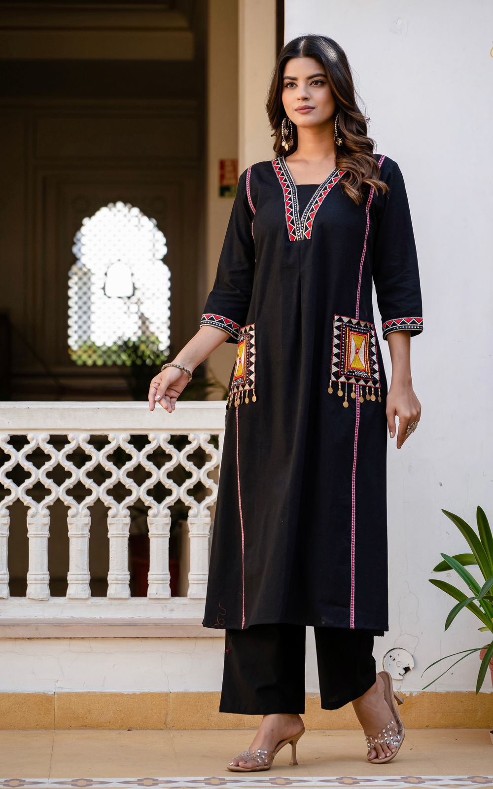 Heavy Cotton Flex Embroidered Two-Piece Kurta Set