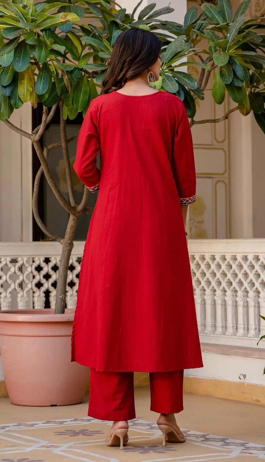 Heavy Cotton Flex Embroidered Two-Piece Kurta Set