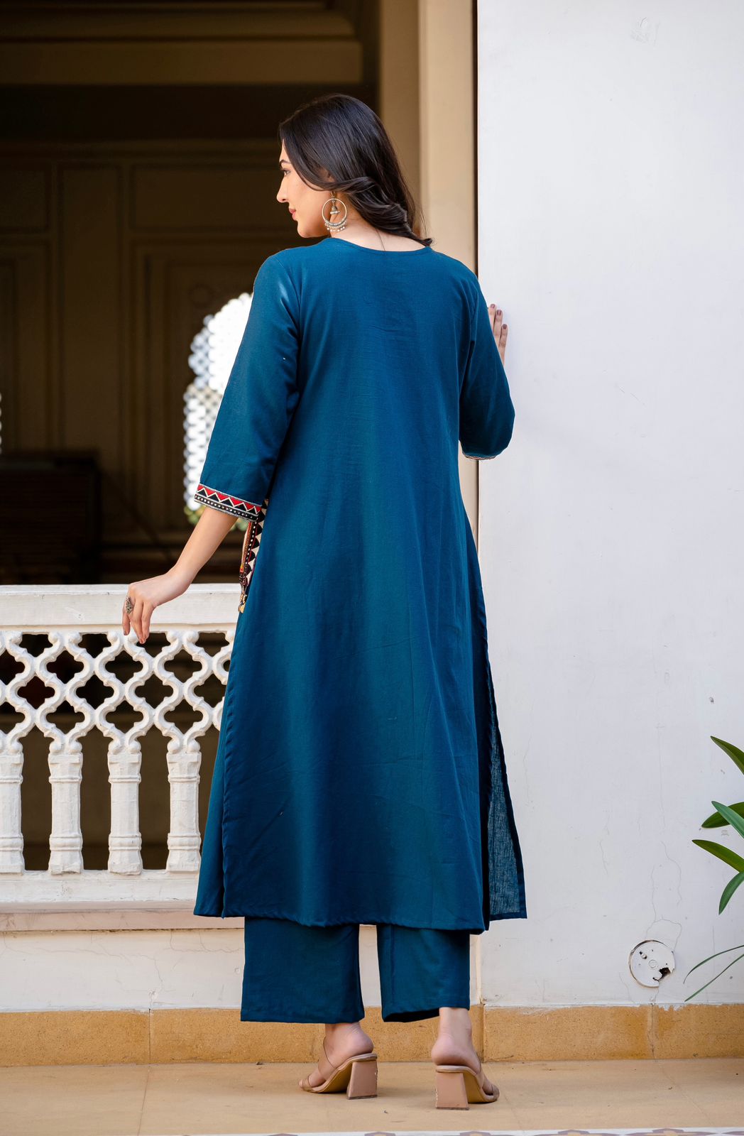 Heavy Cotton Flex Embroidered Two-Piece Kurta Set