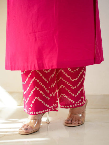 Heavy Cotton Bhandej Print Kurti Set