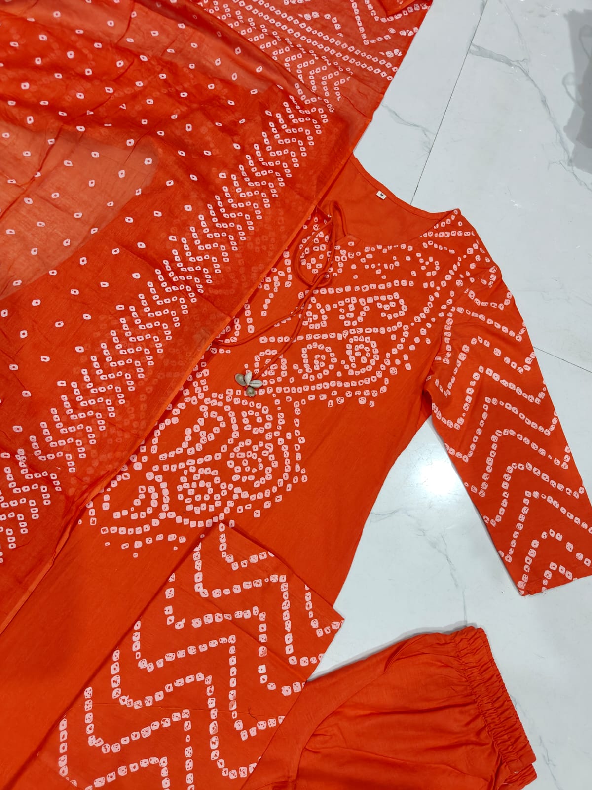 Heavy Cotton Bhandej Print Kurti Set - 2 Colours