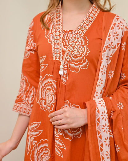 Elegant Discharge Print Cotton Kurta Set