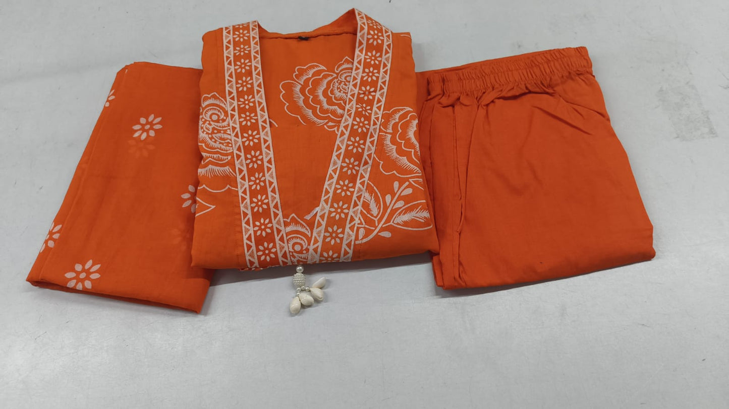 Elegant Discharge Print Cotton Kurta Set