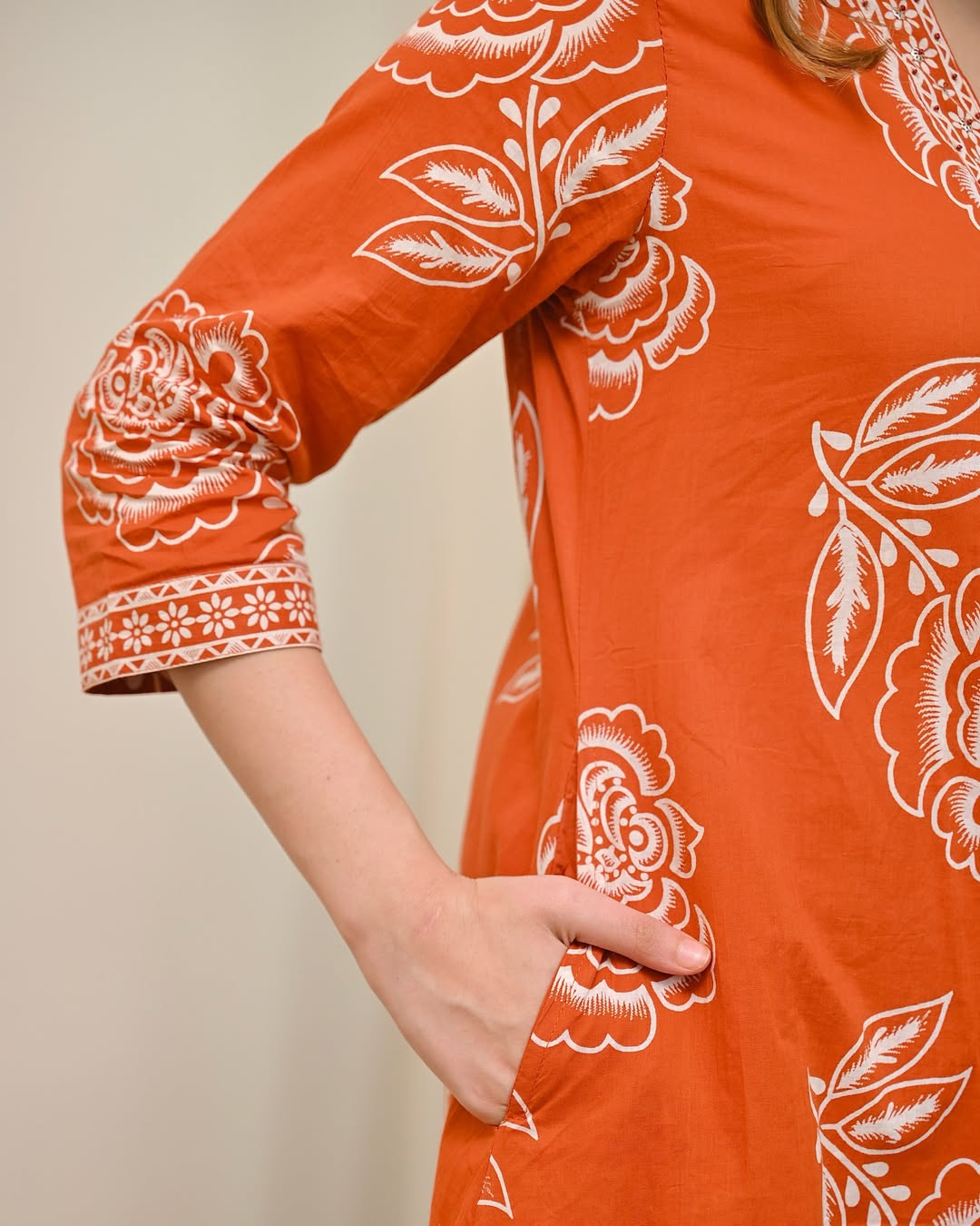 Elegant Discharge Print Cotton Kurta Set