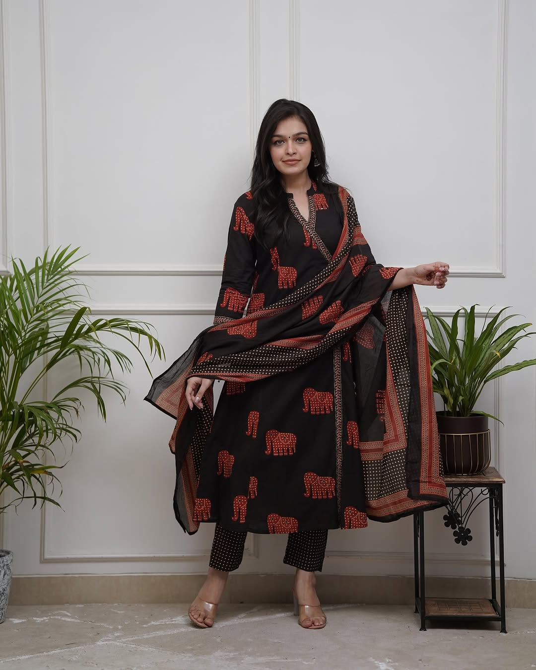 Beautiful Black Traditional Cotton Kurta Set