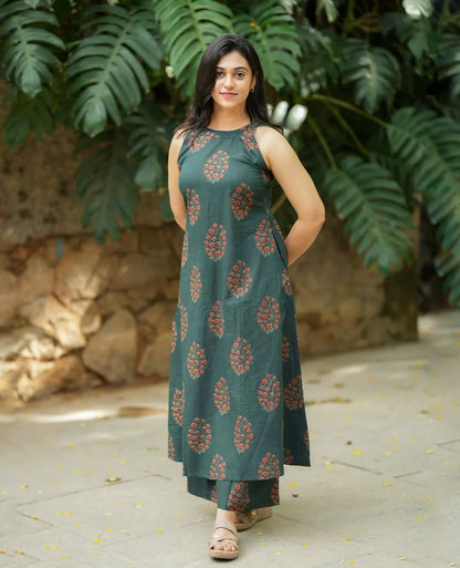 Printed Cotton Kurti and Plazzo Set