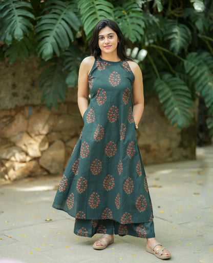 Printed Cotton Kurti and Plazzo Set