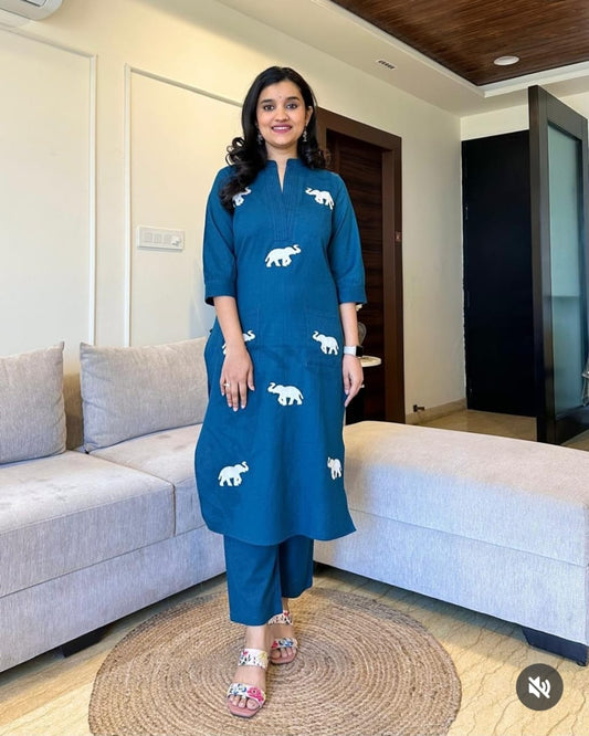 South Cotton Kurti & Pant Set