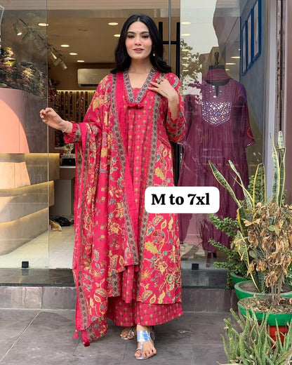 Beautiful Printed Cotton Anarkali Suit with both sides pocket