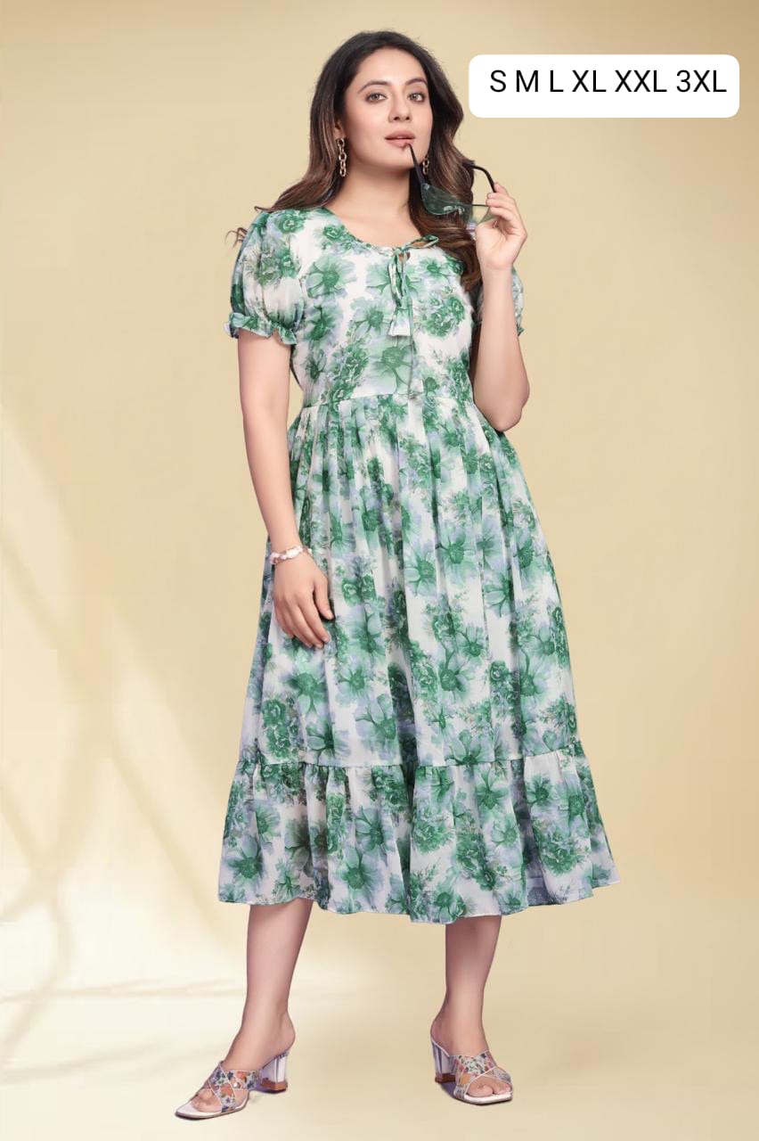 Floral Printed Gown Dress (Available in 4 colors)