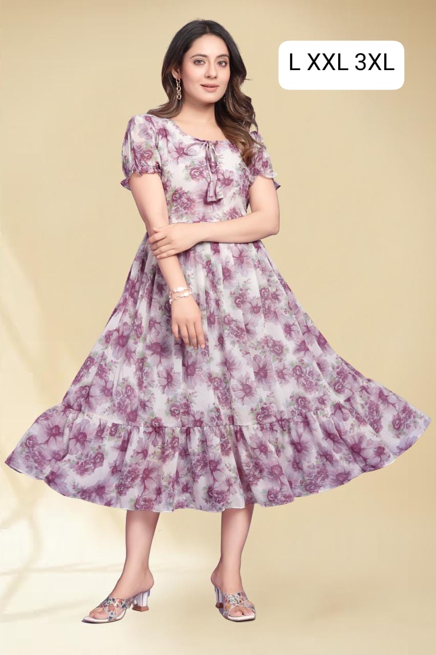 Floral Printed Gown Dress (Available in 4 colors)
