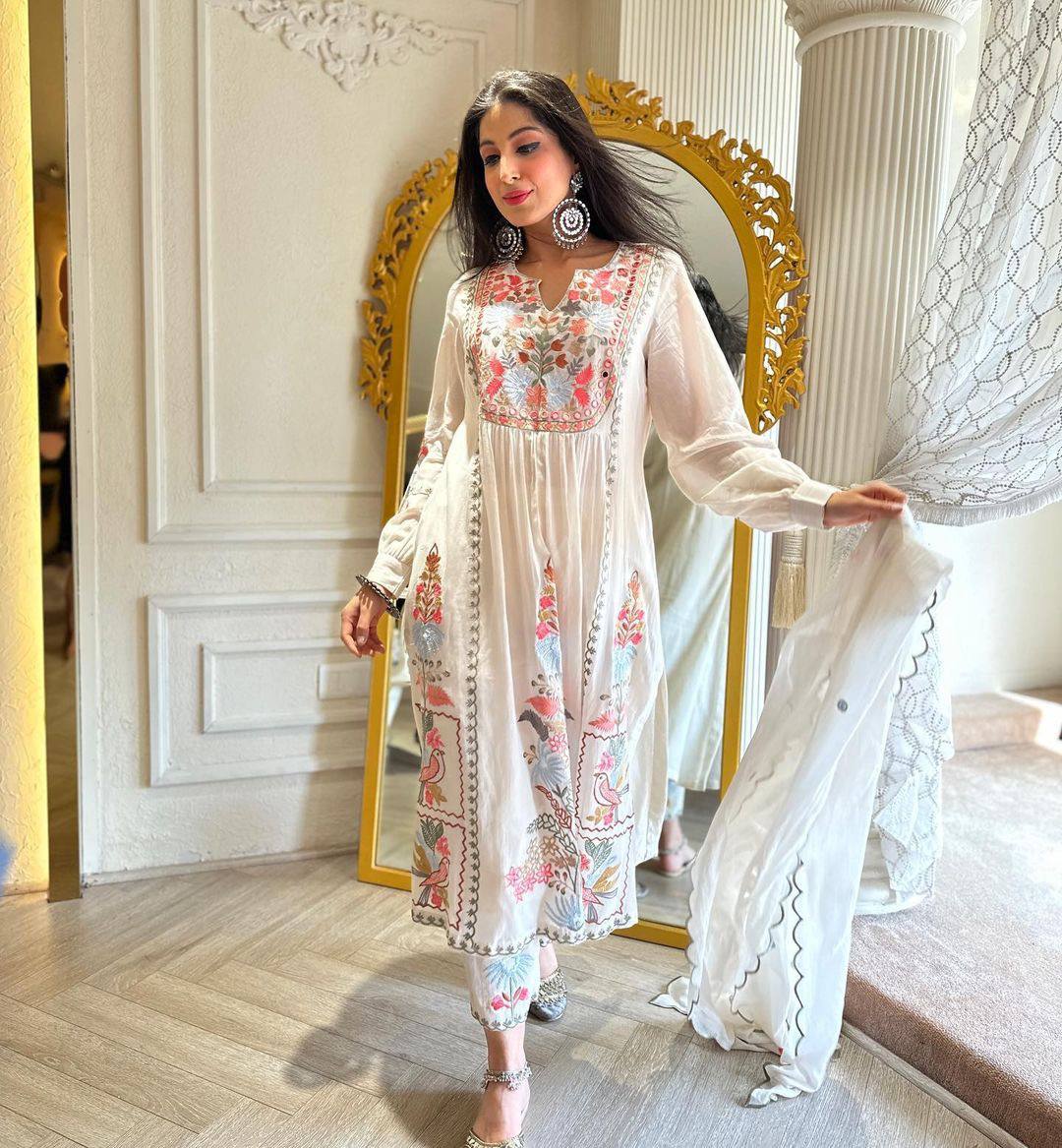 Royal Mirror Hand Work Kurti Set