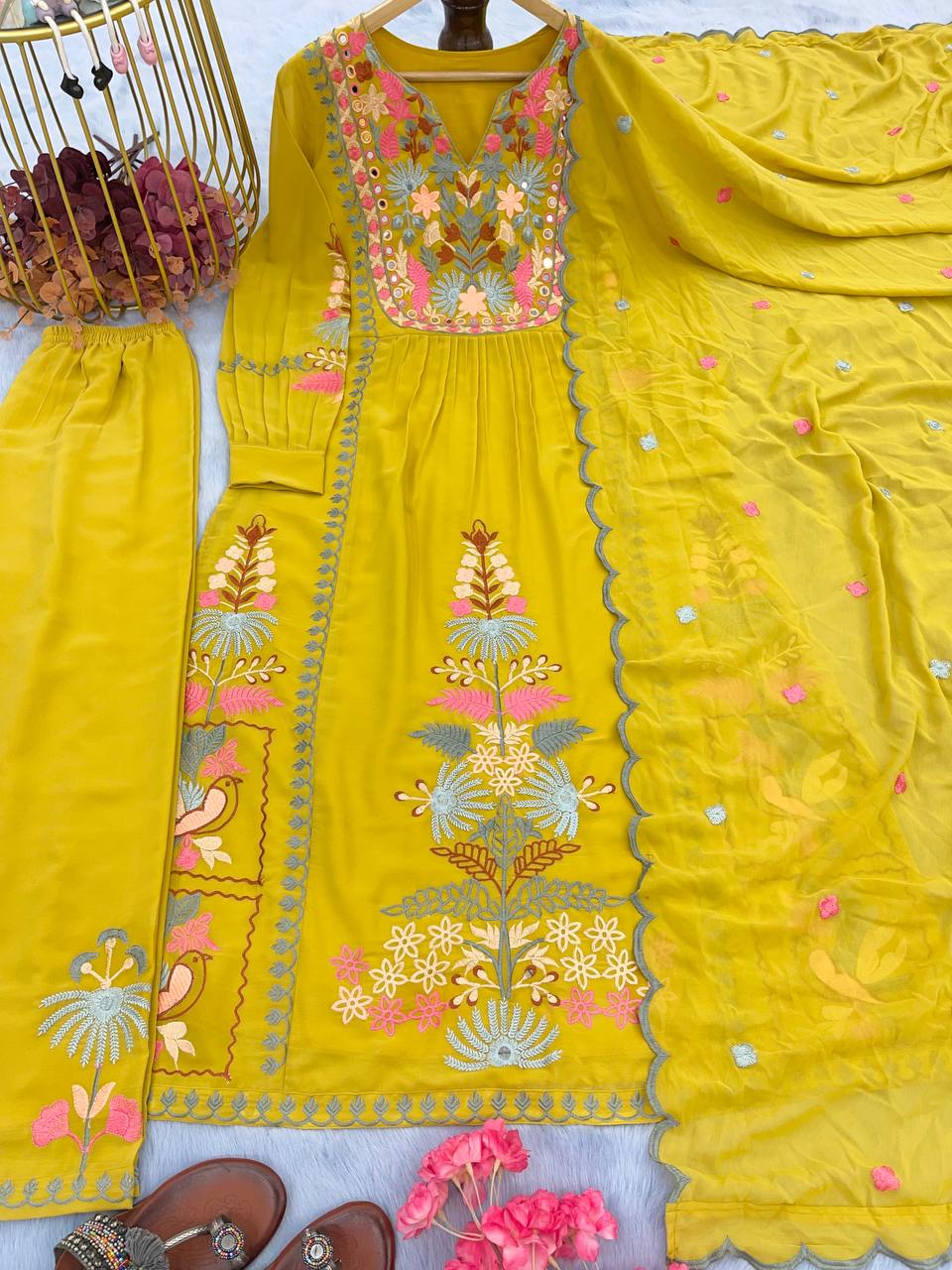 Royal Mirror Hand Work Kurti Set