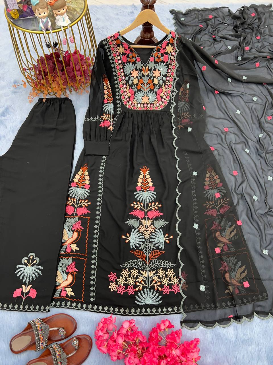 Royal Mirror Hand Work Kurti Set