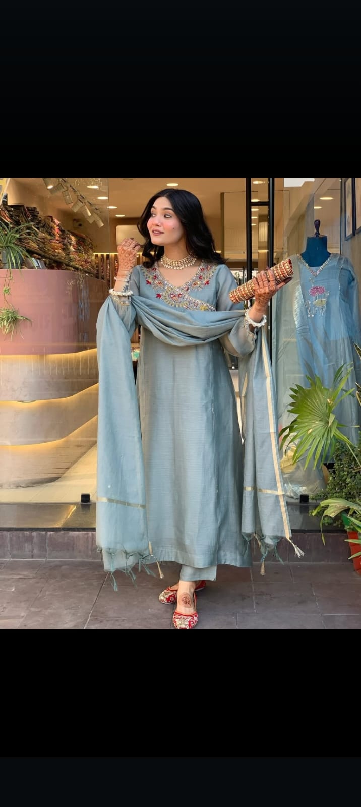 Cotton Angarakha Kurti set with chanderi dupatta